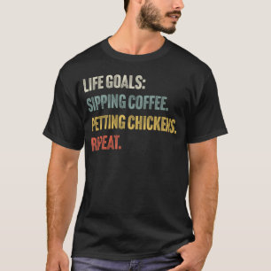 Camiseta Metas de vida Sip Café y Mascota de pollo Moda de