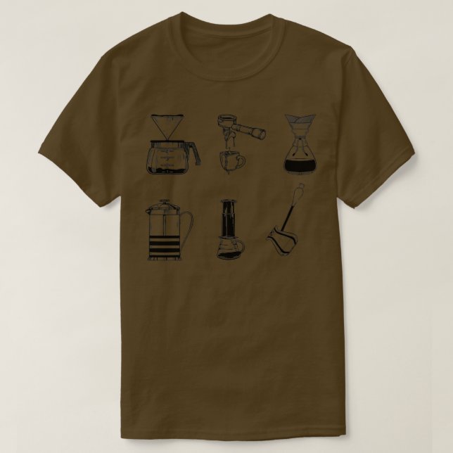 Camiseta Métodos de preparación del café Coffmaker Barista (Diseño del anverso)