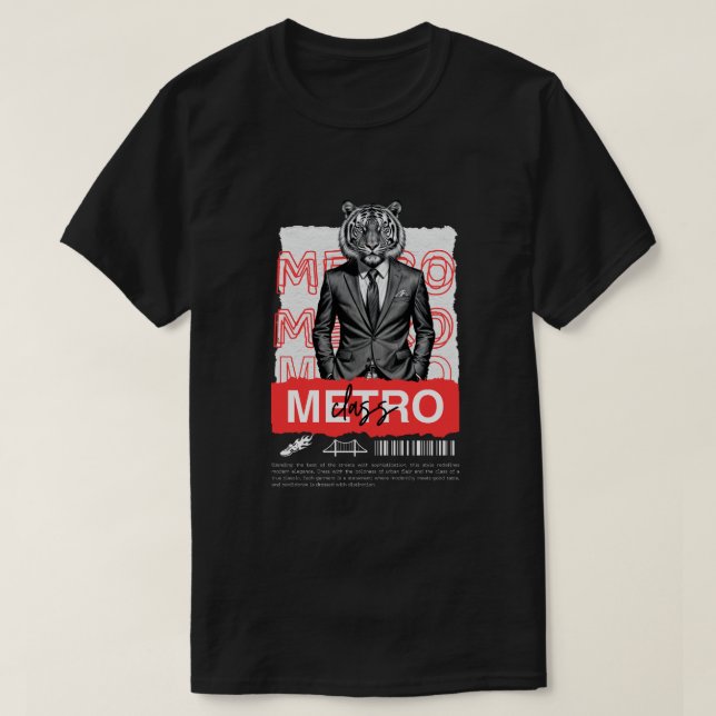 Camiseta Metro Class: El Look del Tigre en Traje (Diseño del anverso)