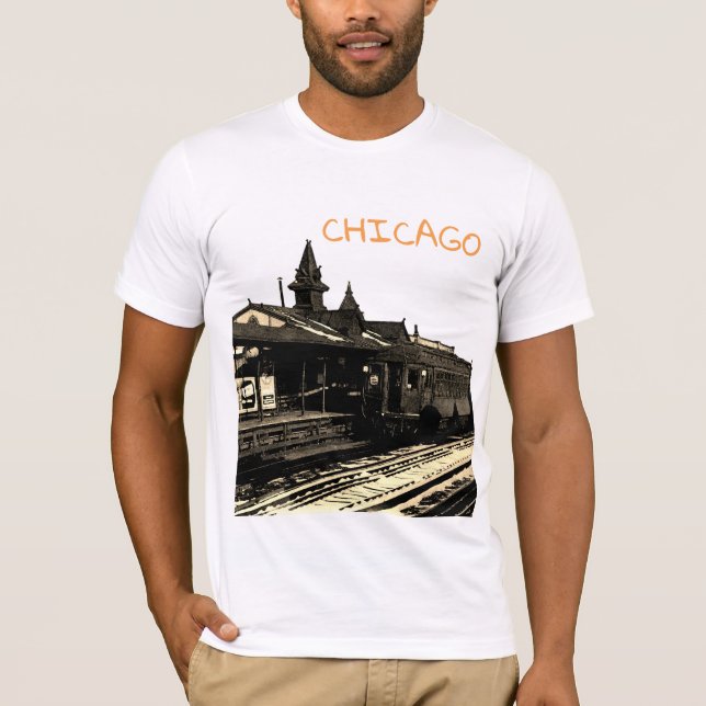 Camiseta Metro de la Sepia con acuarela de Chicago L 1950 (Anverso)