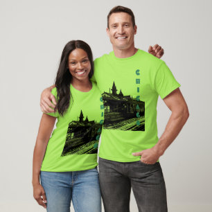 Camiseta Metro de la Sepia con acuarela de Chicago L 1950