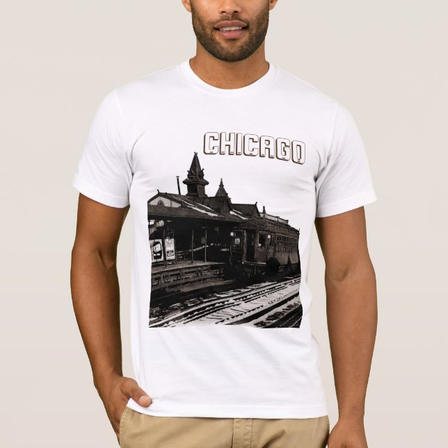 Camiseta Metro de la Sepia con acuarela de Chicago L 1950 (Anverso)