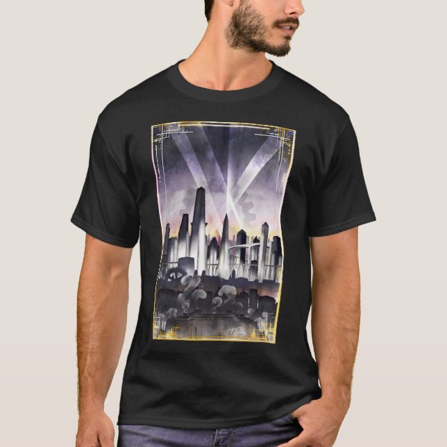 Camiseta Metropolis Art Deco - Steampunk Vintage City (Anverso)