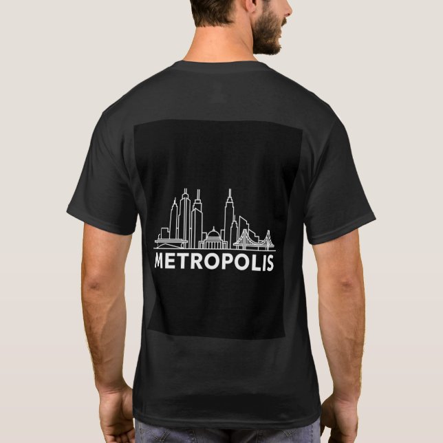 Camiseta Metropolis City Skyline – Minimal Line Art Urban T (Reverso)