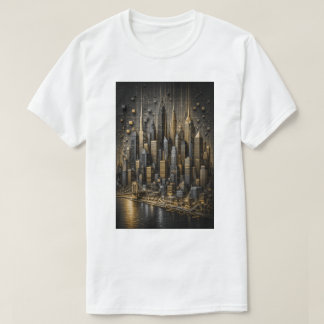 Camiseta Metrópolis Dorada | 3D Micro Mosaico de Horizonte