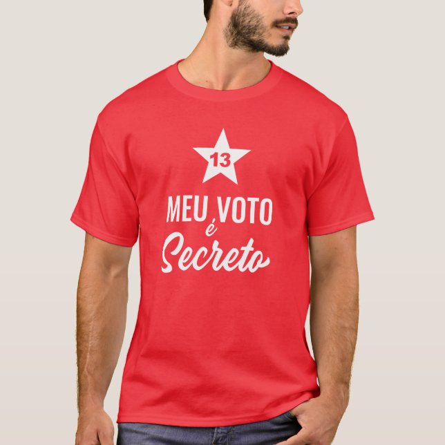 Camiseta Meu Voto É Secreto Lula 2022 13 PT Lula Livre Lula (Anverso)