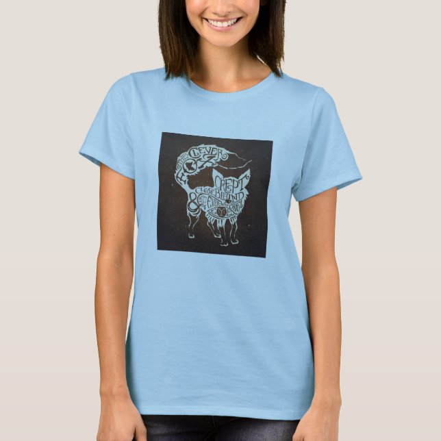 Camiseta mewithout YOU - Fox the Crow y las letras de Cooki (Anverso)