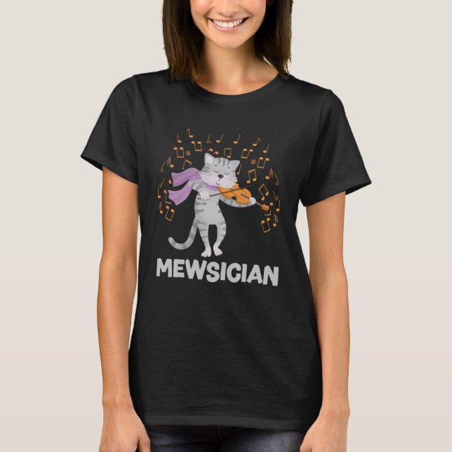 Camiseta Mewsician Cat Kitten Playing Violin for Cat  Violi (Anverso)