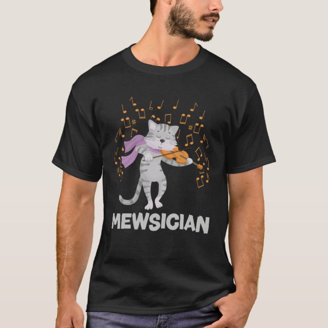 Camiseta Mewsician Cat Kitten Playing Violin for Cat  Violi (Anverso)