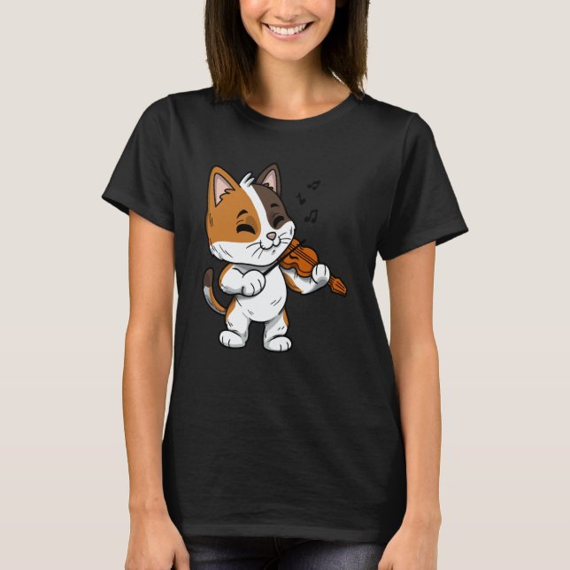 Camiseta Mewsician Violin Player Cat  Violinist Musician  1 (Anverso)