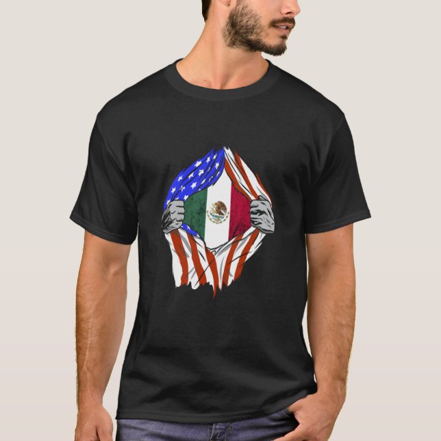 Camiseta Mexican American USA Flag Mexico Mexican Pride Mex (Anverso)