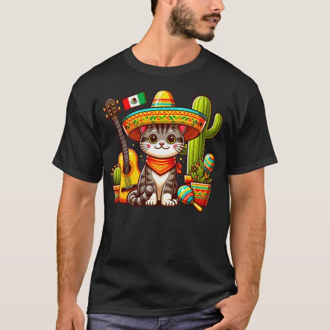 Camiseta Mexican Cat Day of dead cute kitty Let's Fiesta Vi (Anverso)
