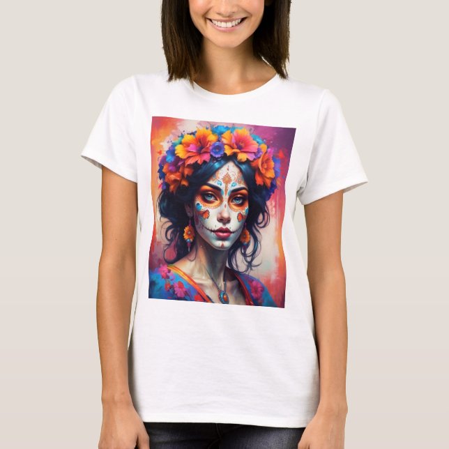 Camiseta Mexican Catrina watercolor (Anverso)
