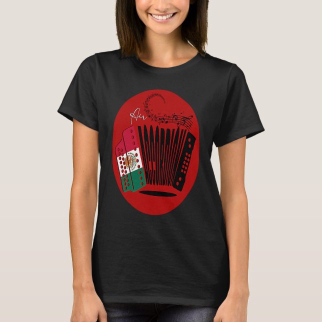 Camiseta Mexican Flag Air Accordion Mexico Fiesta Womens Bo (Anverso)