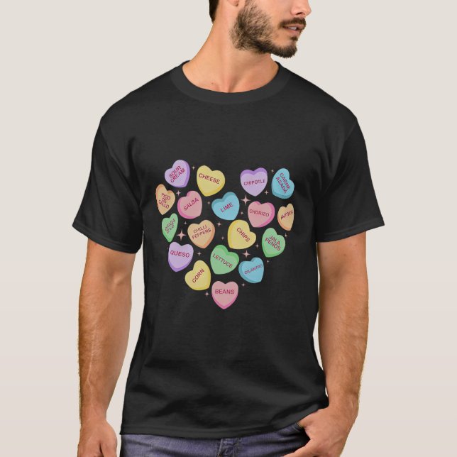 Camiseta Mexican Food Heart Conversation Nachos Tacos Valen (Anverso)