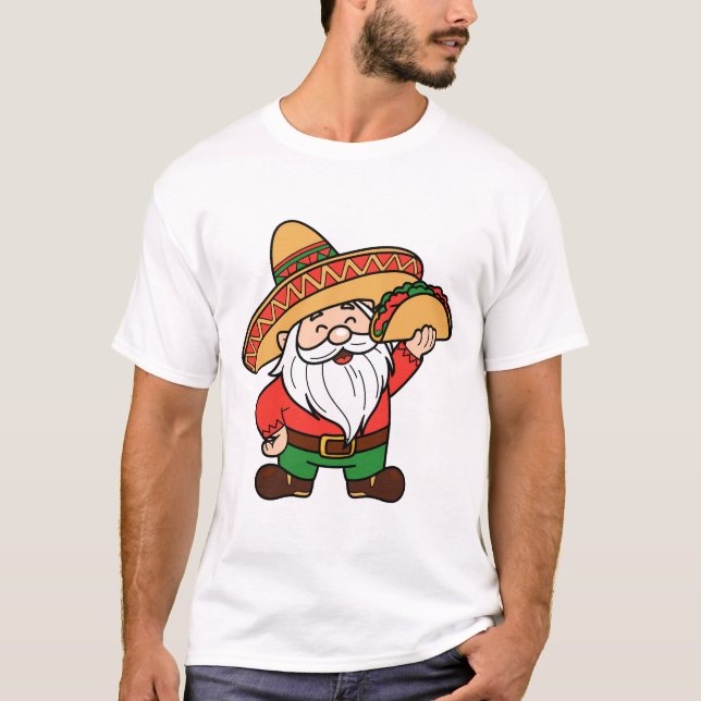 Camiseta Mexican Gnome with Taco Design Funny Cinco de Mayo (Anverso)