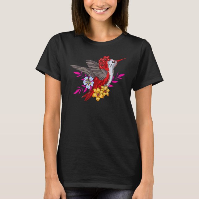 Camiseta Mexican Humming Bird with Flowers for the Day of t (Anverso)