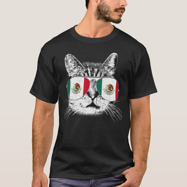 Camiseta Mexican Mexico Flag Country Pride Cat Men Women Fu (Anverso)
