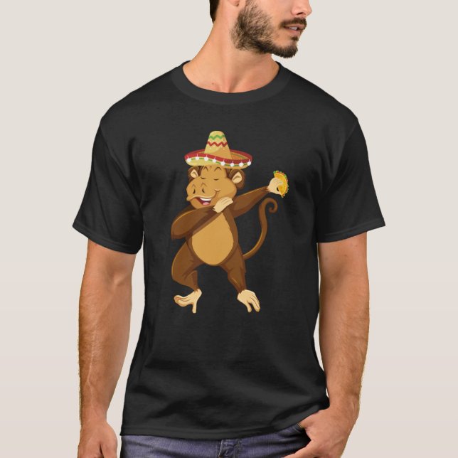 Camiseta Mexican Monkey Taco Dabbing Cinco De Mayo (Anverso)