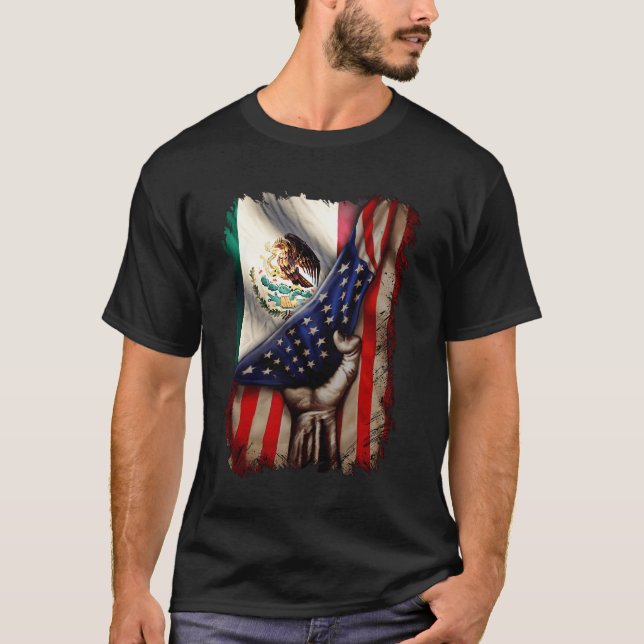 Camiseta Mexican Roots American Mexican Flag Mexico Is Call (Anverso)