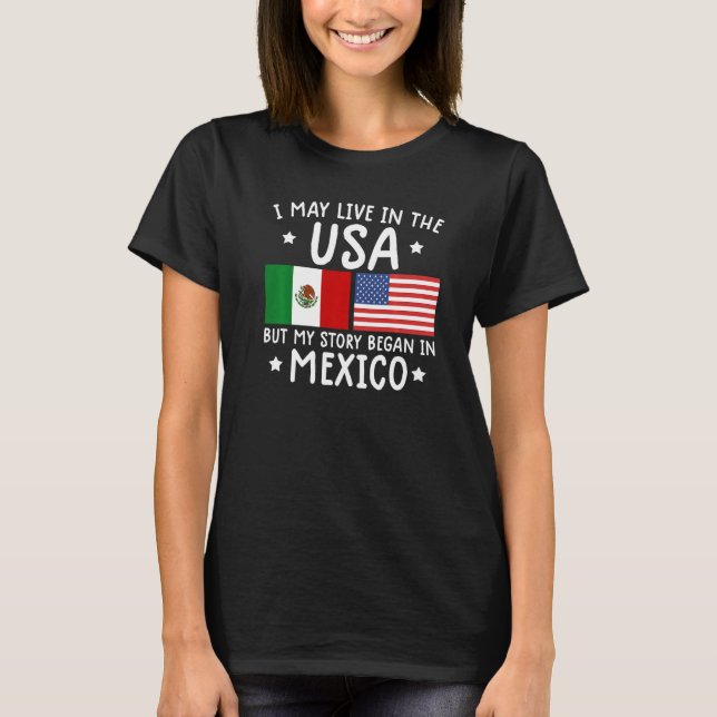 Camiseta mexican ROOTS  Half American Flag Mexicoflag (Anverso)