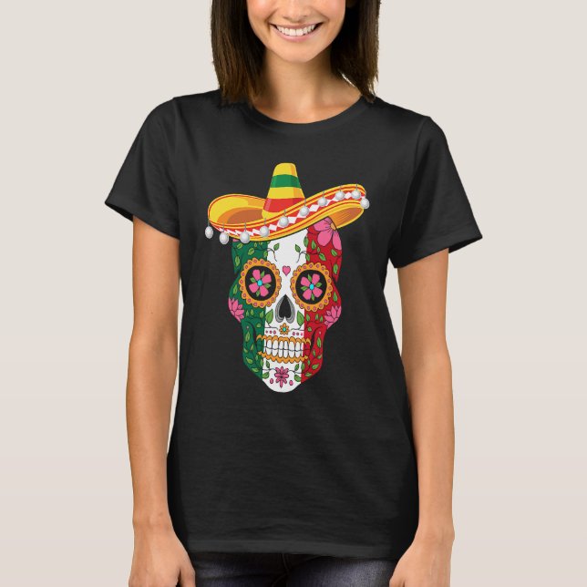 Camiseta Mexican Skull Sombrero Cinco De Mayo (Anverso)