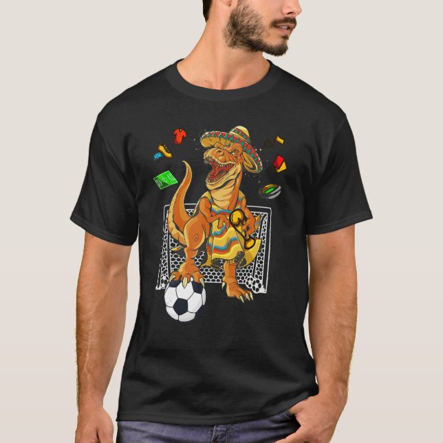 Camiseta Mexican Soccer Rex Dinosaur Mexico Flag Futbol 202 (Anverso)
