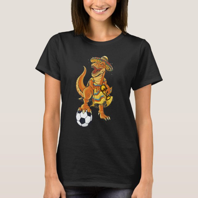 Camiseta Mexican Soccer Rex Dinosaur Mexico Flag Futbol 202 (Anverso)