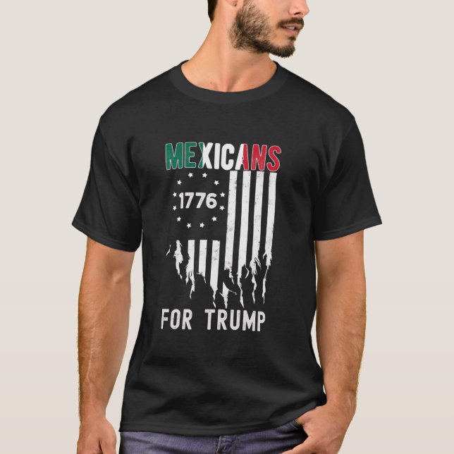 Camiseta Mexicanos Por Trump 2024 Bandera De Amistad De Méx (Anverso)