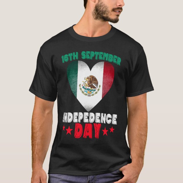 Camiseta Mexico 16th September Independence Day Mexican Fla (Anverso)