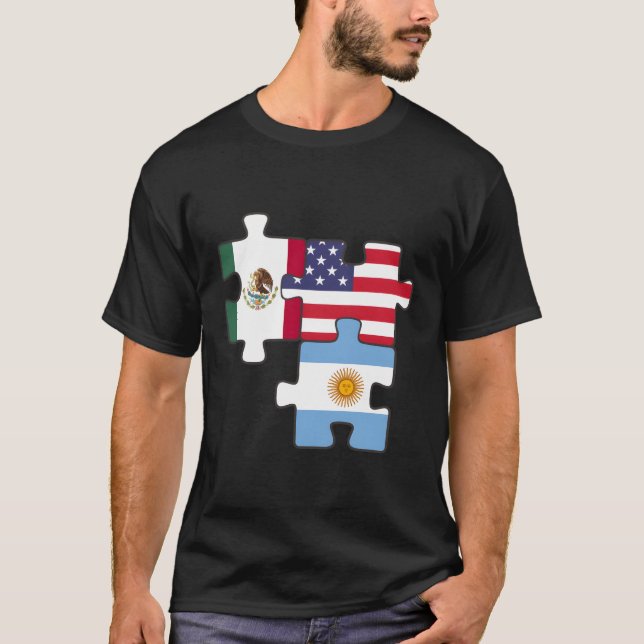 Camiseta México Argentina Y El Rompecabezas De Los Ee.Uu. (Anverso)