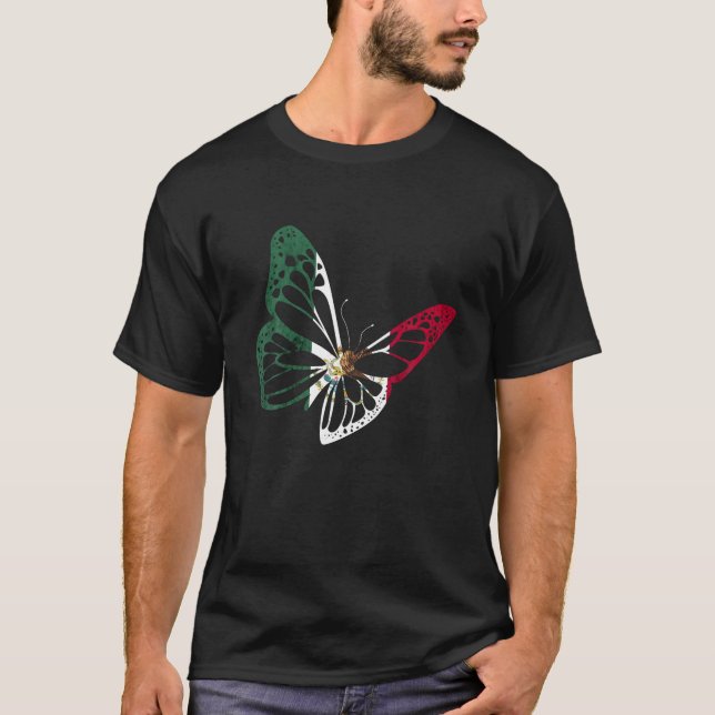 Camiseta México Bandera Mexicana Mariposa Mexicana Rota Méx (Anverso)