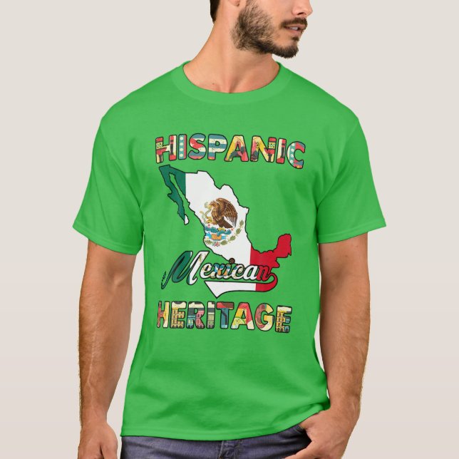 Camiseta México Bandera Patrimonio Hispano Mes Orgullo Mexi (Anverso)