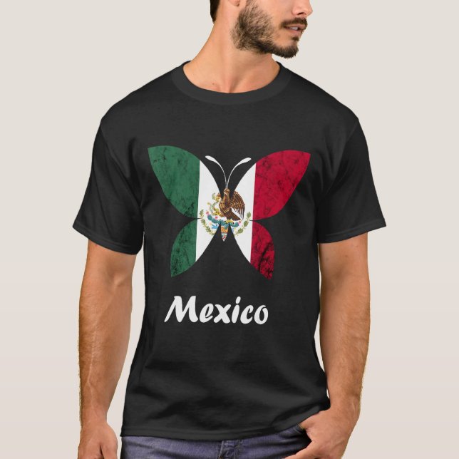Camiseta México Cinco De Mayo Bandera Mexicana Mariposa Mex (Anverso)