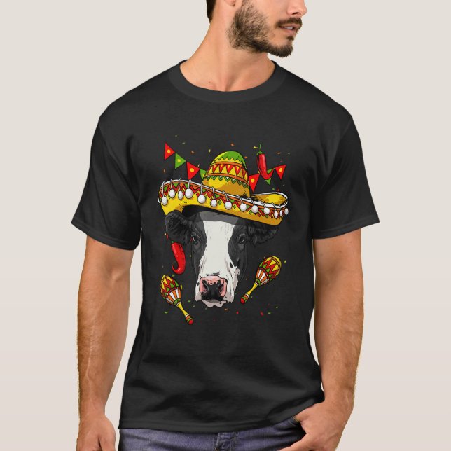 Camiseta Mexico Cinco de Mayo Cow Sombrero Mexican Party Co (Anverso)
