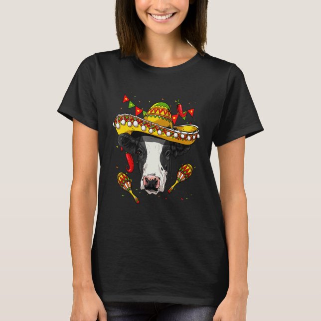Camiseta Mexico Cinco de Mayo Cow Sombrero Mexican Party Co (Anverso)