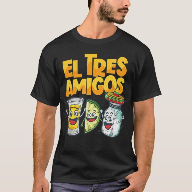 Camiseta México Cinco de Mayo El Tres Amigos Tequila Lime (Anverso)