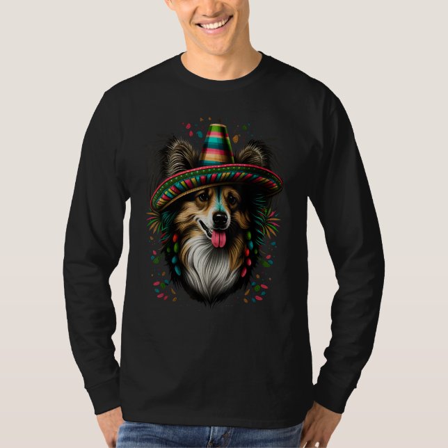 Camiseta Mexico Cinco de Mayo Sheltie Mexican Shetland Shee (Anverso)