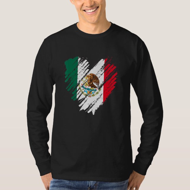 Camiseta México D.F. Corazón de Bandera Mexicana (Anverso)