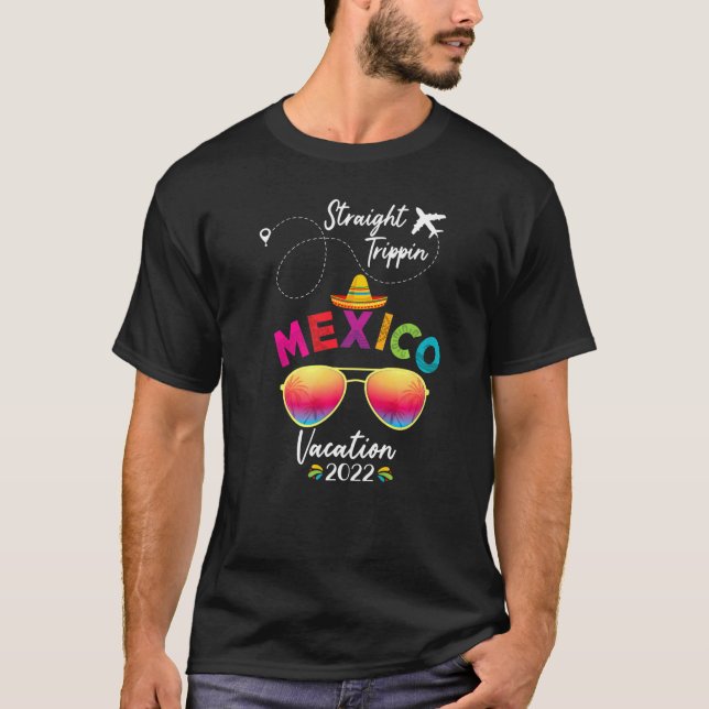 Camiseta México Familia Vacaciones Cancún 2022 Straight Tri (Anverso)