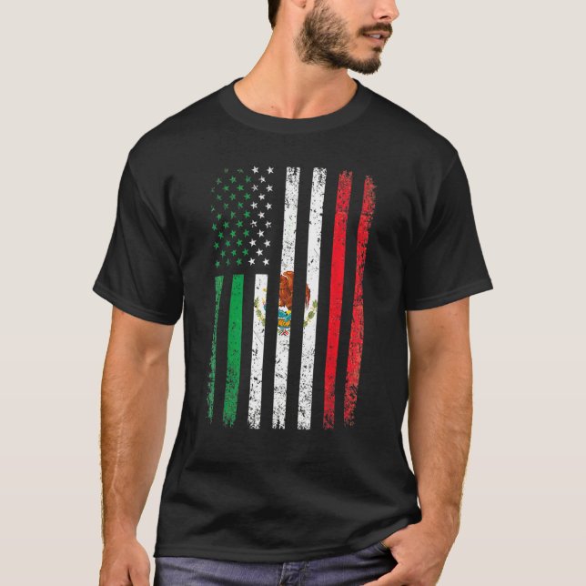 Camiseta Mexico Flag  4th Of July USA American Mexican Flag (Anverso)