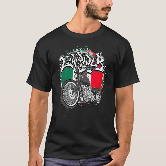 Camiseta Mexico Flag Latino Vicla Cholo Motorcycles Men's L (Anverso)