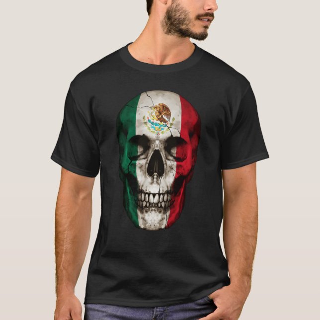 Camiseta Mexico Flag Skull Mexican Roots Proud Patriotic (Anverso)