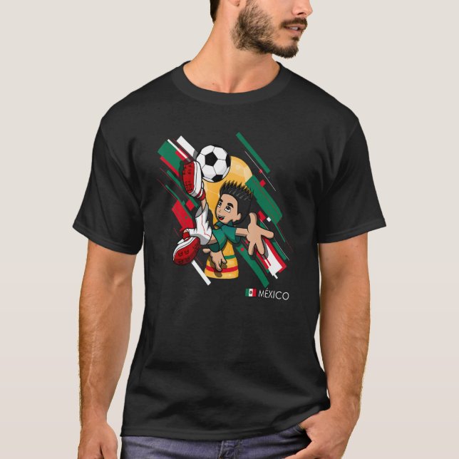 Camiseta Mexico Football Soccer Kids Playing Soccer Goal Da (Anverso)