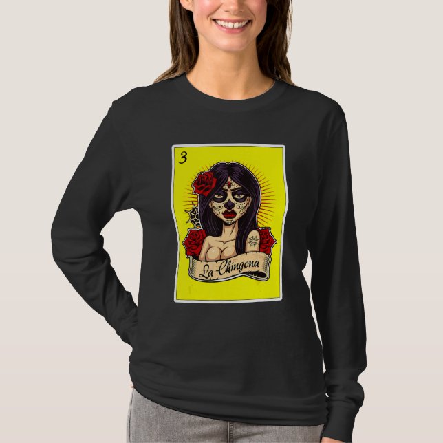 Camiseta México Lotería Para Mujeres Mexicana Chicana La Ch (Anverso)