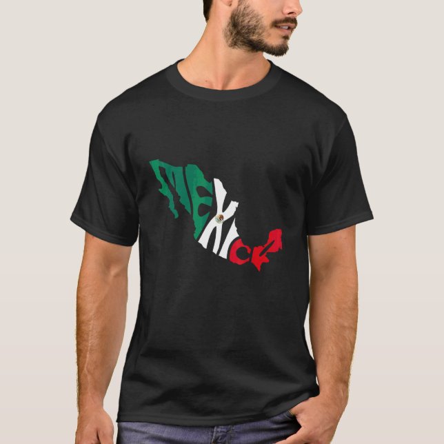 Camiseta México: Mapa con apoyo de bandera mexicana (Anverso)
