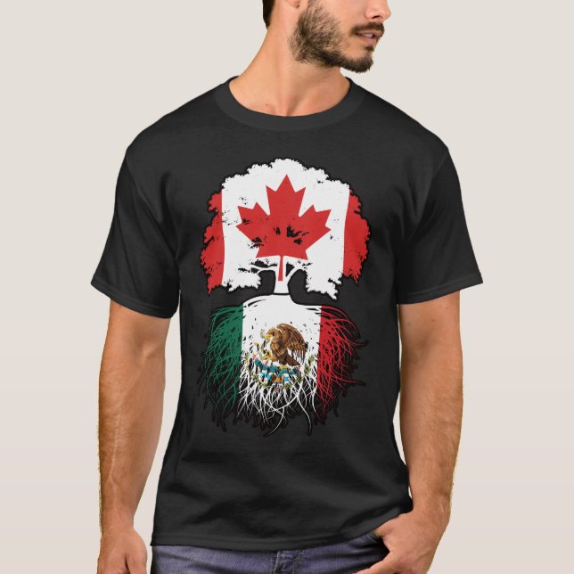 Camiseta México México Bandera de raíces de árboles canadie (Anverso)