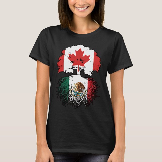 Camiseta México México Bandera de raíces de árboles canadie (Anverso)