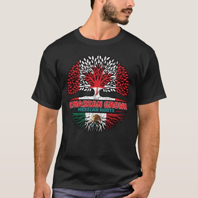 Camiseta México México Bandera de raíces de árboles canadie (Anverso)