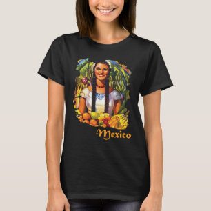 Camiseta México, mujer con frutas.
